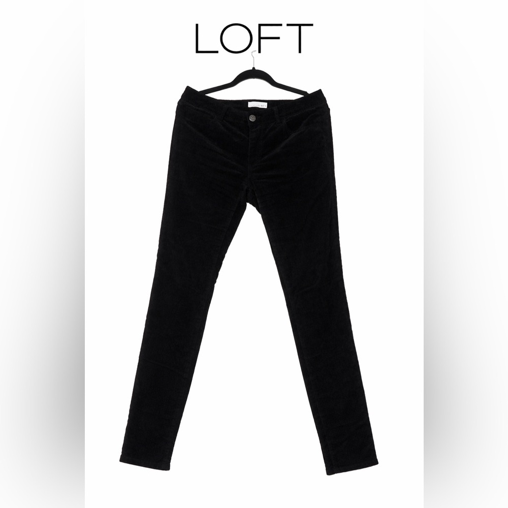 LOFT Curvy Skinny Corduroy Pants Black Size 6 (28) Stretch Womenās